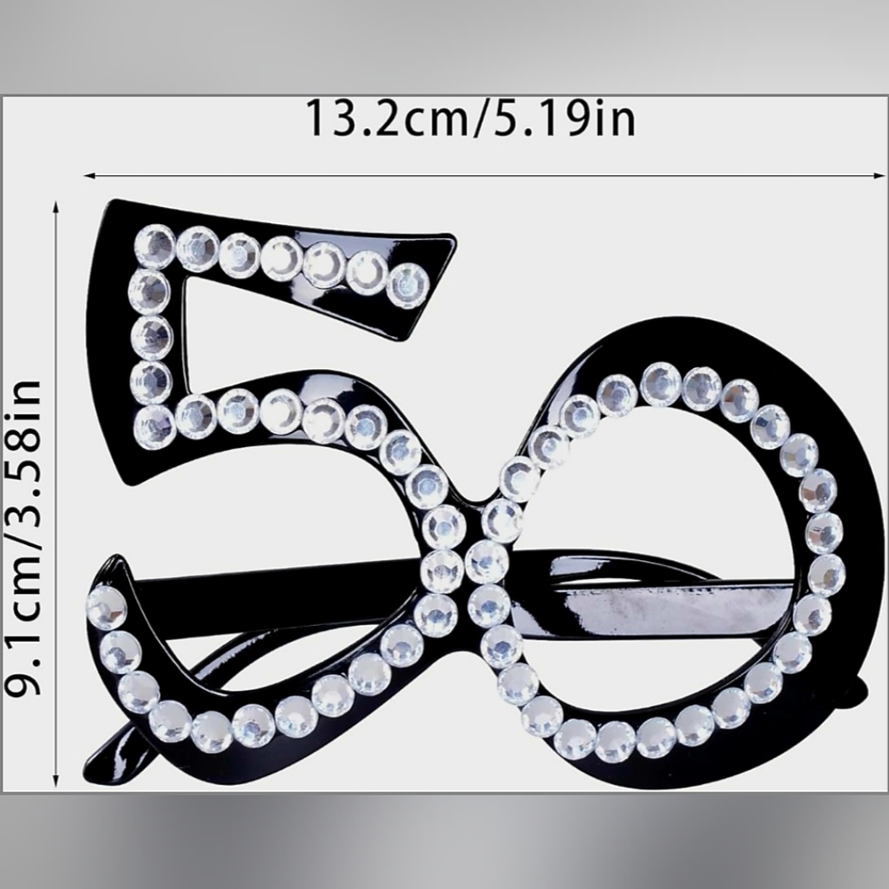 🎉 50th Birthday Rhinestone Glasses Set of 2 Party Photo Booth Props 🎉 - Picture 7 of 7
